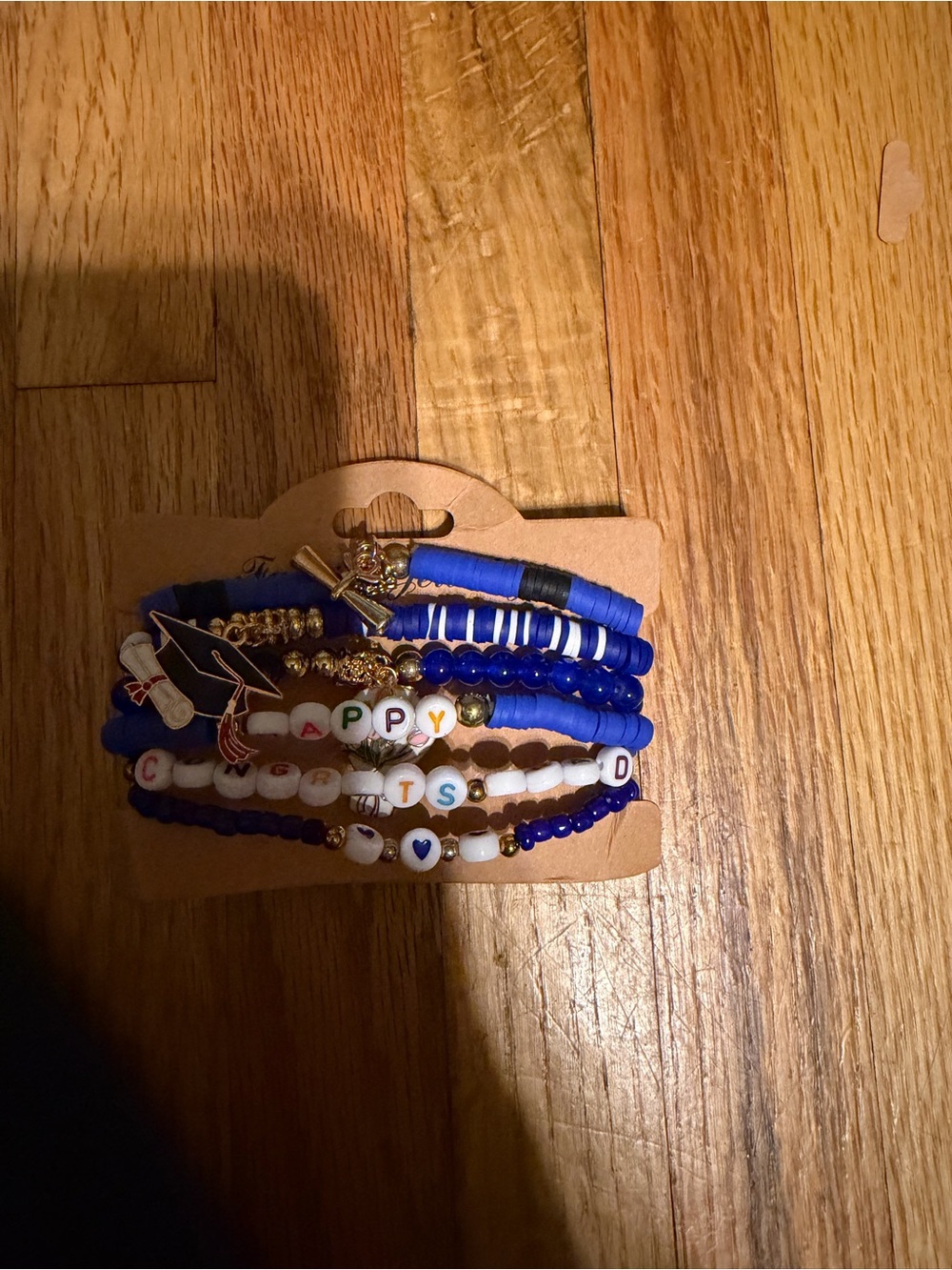 Kids Beaded Charm Bracelet Set in Royal Blue and White